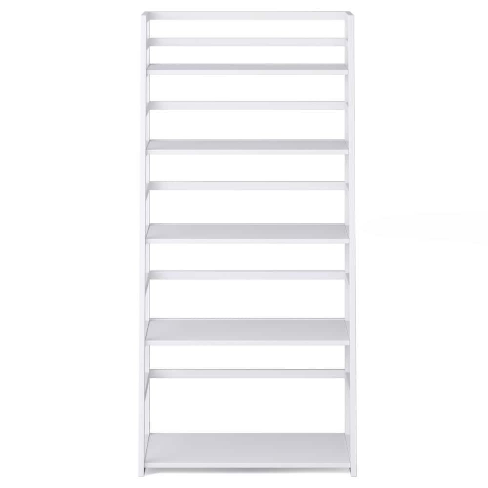 Simpli Home Acadian Ladder Shelf Bookcase in White