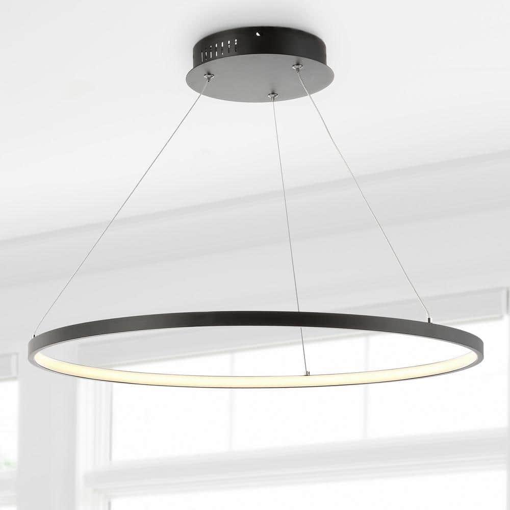 Brice 23.75″ Modern Contemporary Iron Integrated LED Pendant, Matt Black