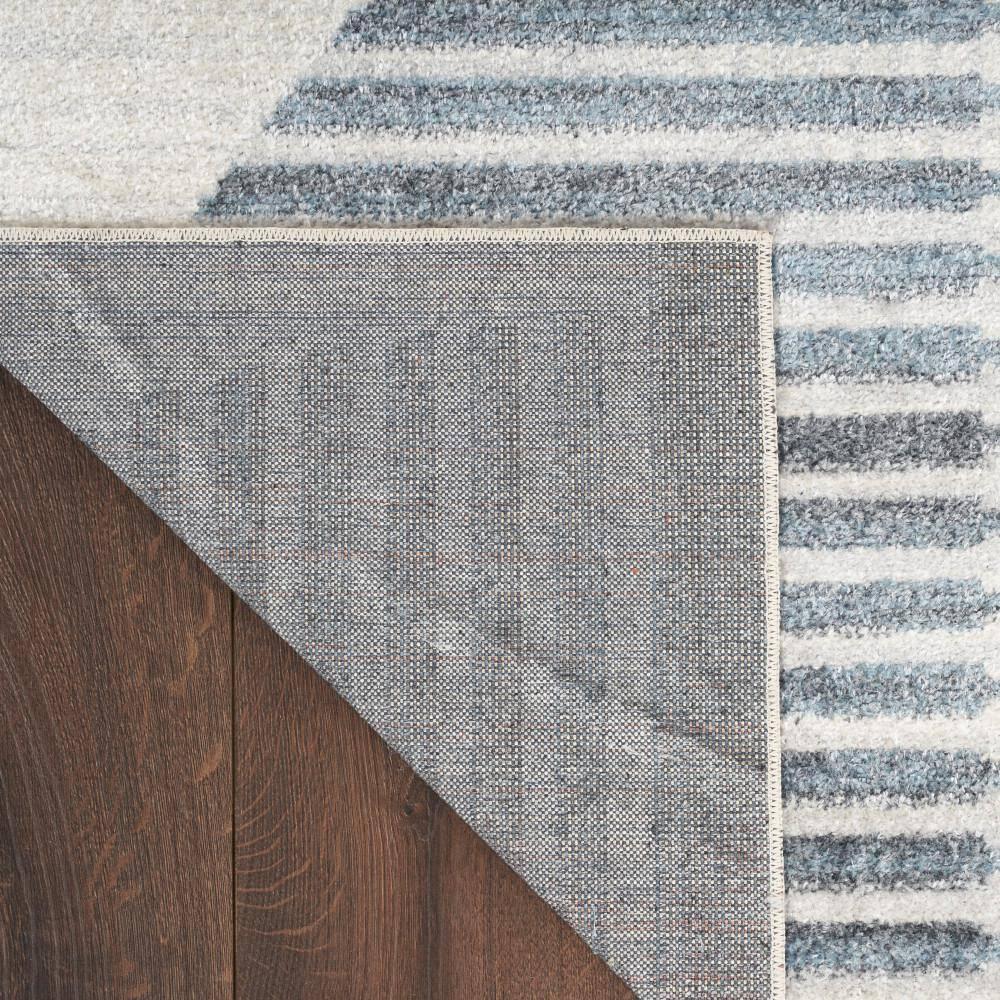 Nourison Astra Machine Washable Semi Circles Mid-Century Modern Indoor Rug Ivory Blue 2'2" x 4'