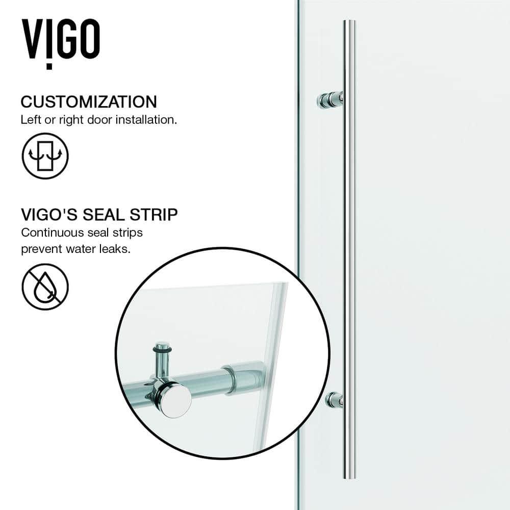 Elan E-Class 44-48" W x 76" H Sliding Frameless Shower Door with 3/8" Clear Glass