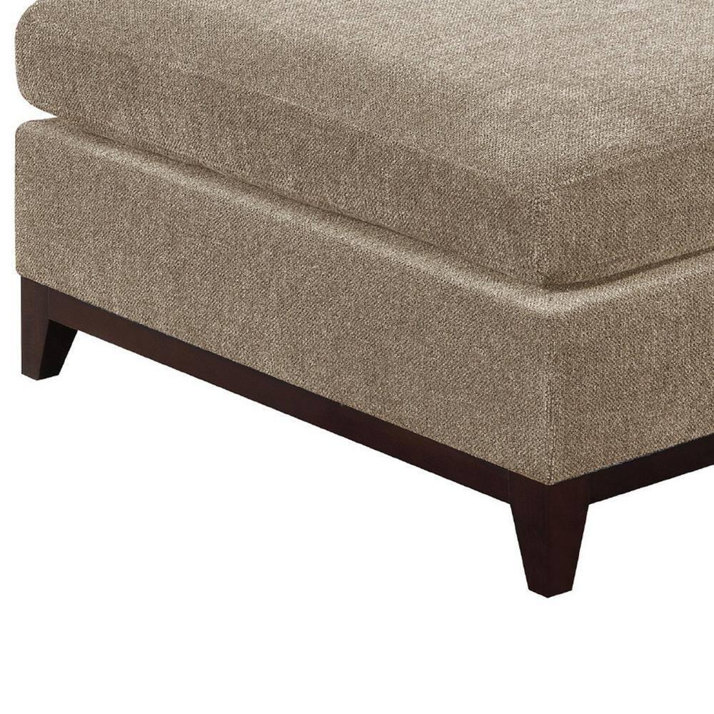 Fabric Cocktail Ottoman with Chamfered Feet, Gray