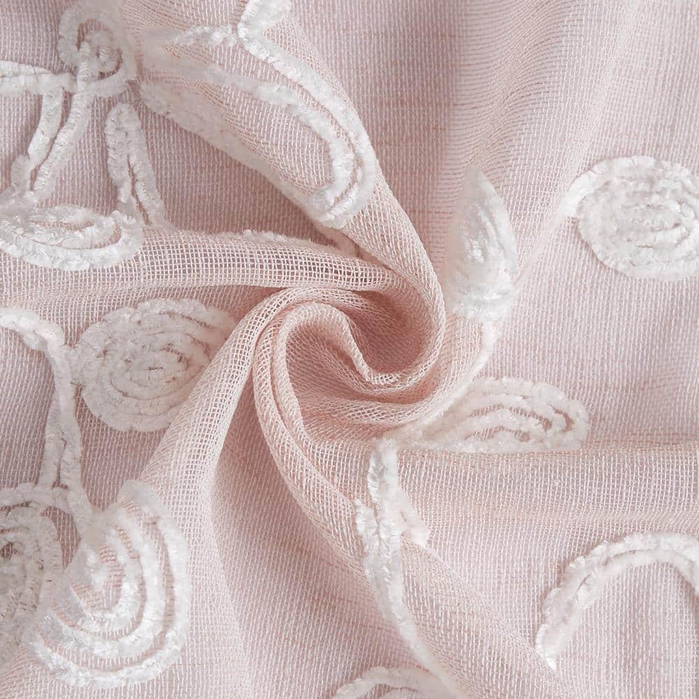 Dainty Home Rita 2-pack Linen Textured Grommet Window Panels With 3d Chenille Floral Embroidery Blush 76" W x 84" L