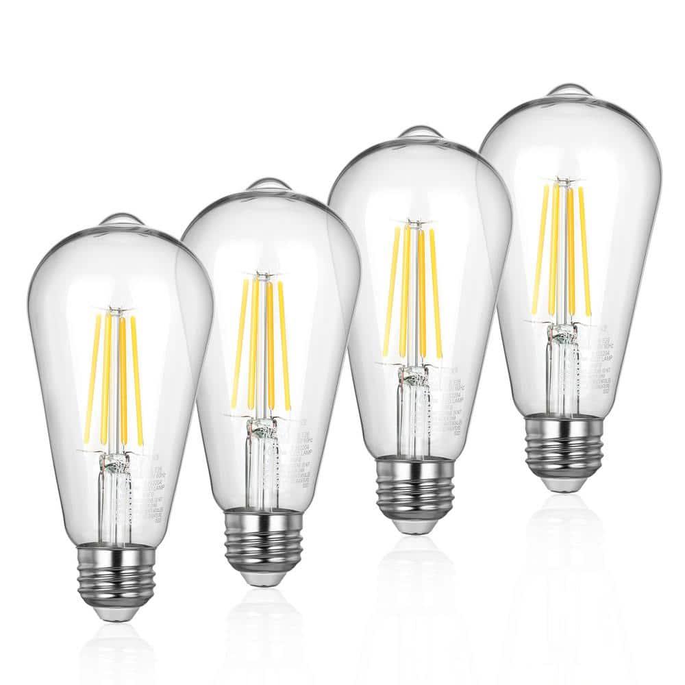 EDISHINE 4-Pack LED Edison Light Bulbs, 7W(60W Equivalent), 2700K Warm White, 800LM, E26 Base ST19 Vintage Light Bulb, Decorative LED Filament Bulbs, Non-Dimmable, UL Listed