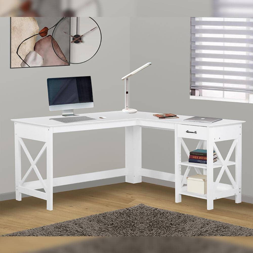 Saint Birch L-Desk, White