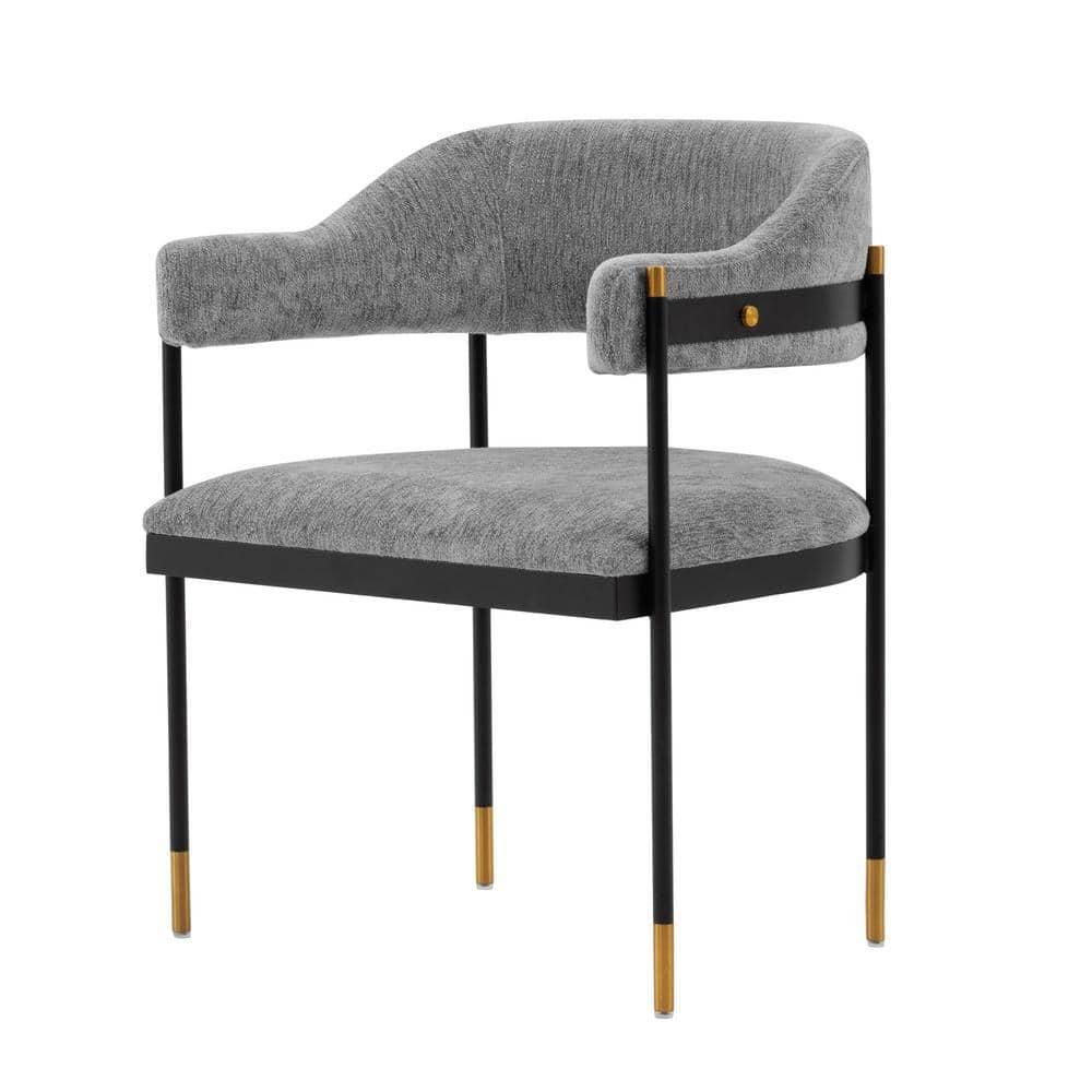 Set of 2 Lia Modern Boucle Dining Armchairs with Brushed Gold Accents - Manhattan Comfort