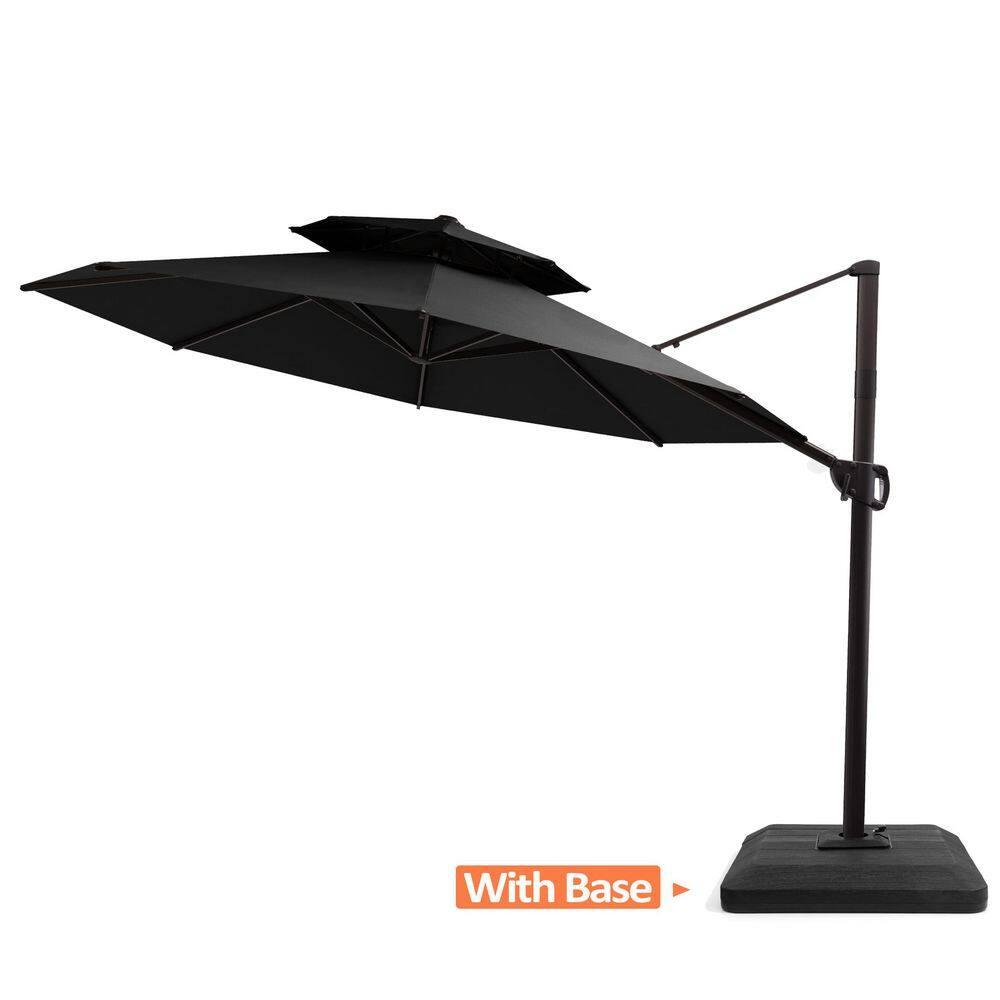 Pellebant  11' Outdoor Patio Cantilever Offset Umbrella Round, Base Not Included Black