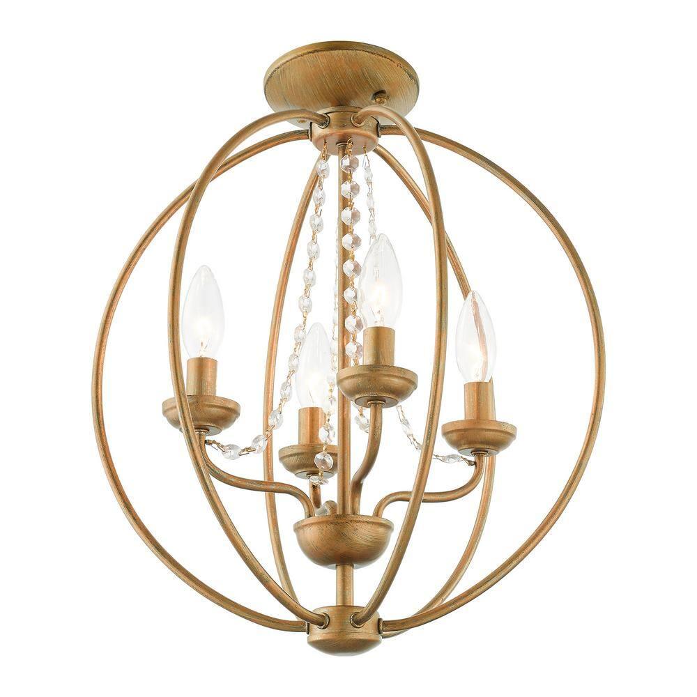 Livex Lighting Arabella 4 - Light Chandelier in  Antique Gold Leaf