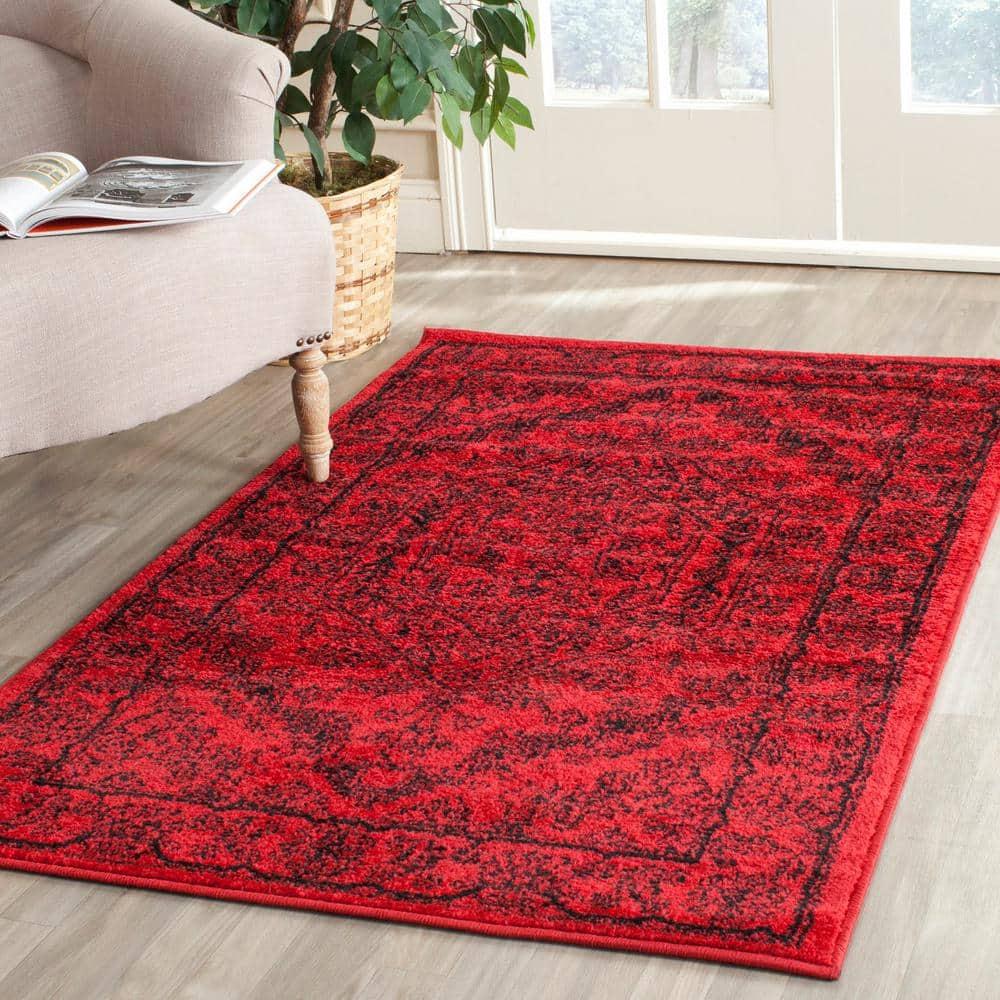 Adirondack ADR108 Machine Made Indoor Accent Rug - Red/Black - 3'x5' - Safavieh