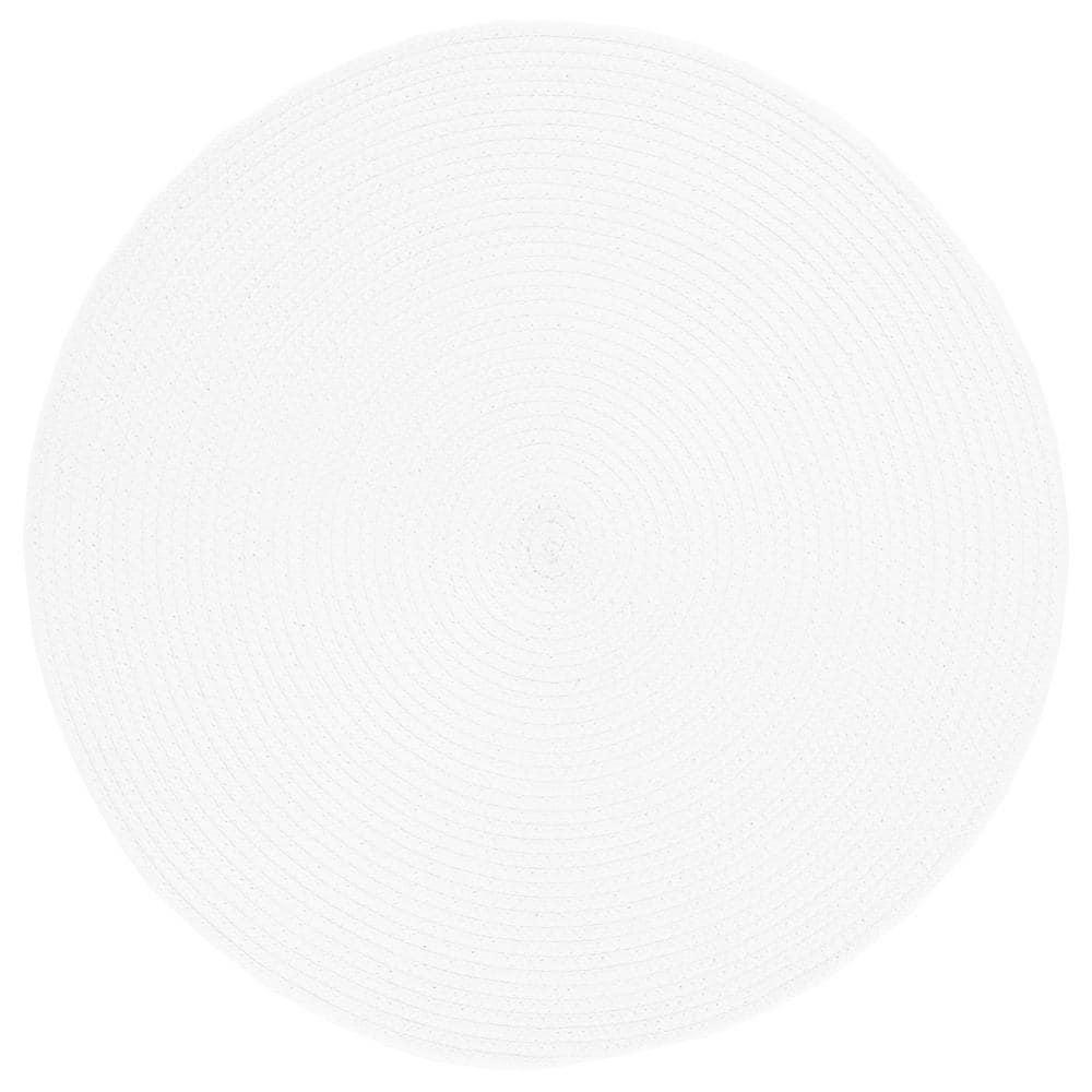 Braided BRD403 Hand Woven Area Rug - White - 4' round - Safavieh.
