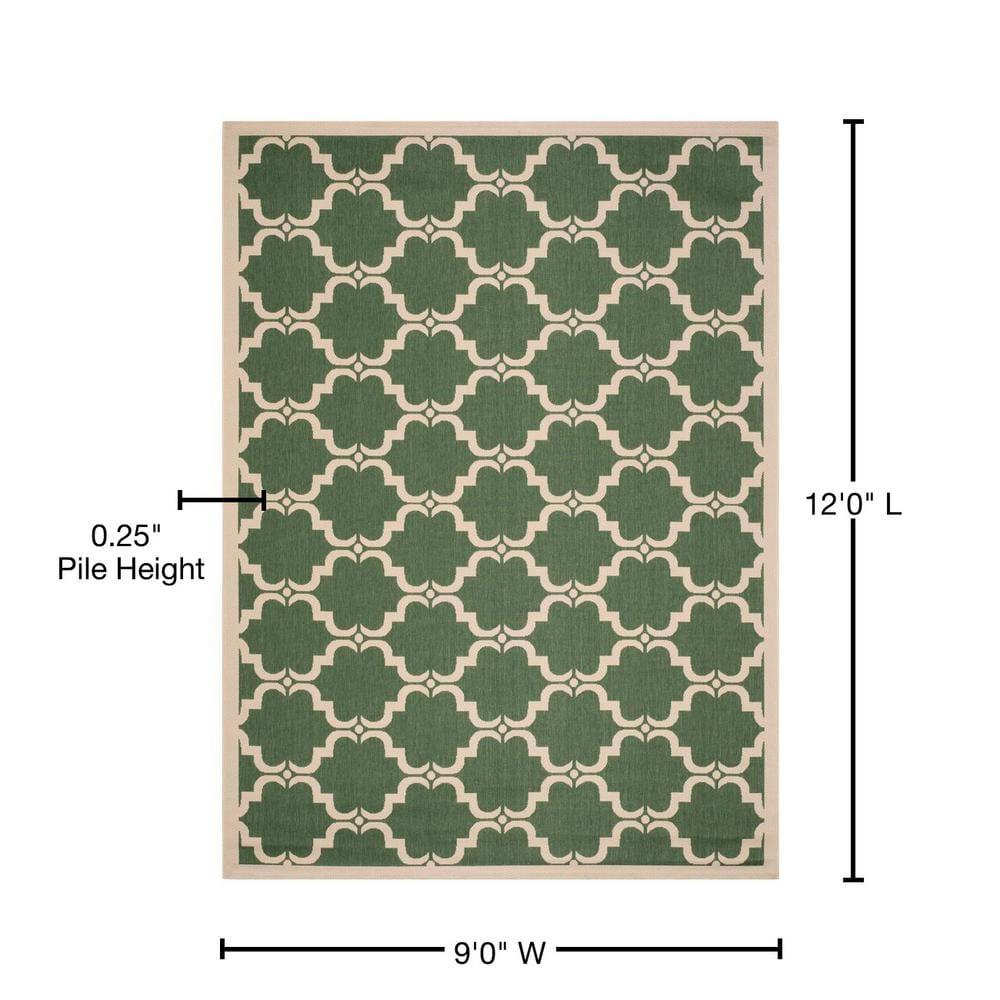 SAFAVIEH Courtyard Estelle Geometric Indoor/Outdoor Area Rug, 9' x 12', Dark Green/Beige