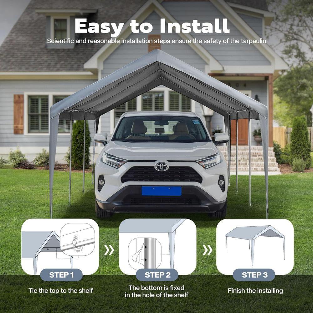 VIVOHOME 20 Ft. W x 12 Ft. D Carport Replacement Canopy Cover