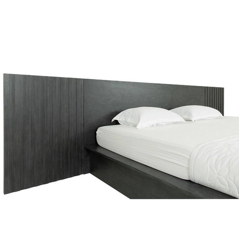 Benjara Cid Queen Platform Bed, 2 Drawers, Wall Headboard