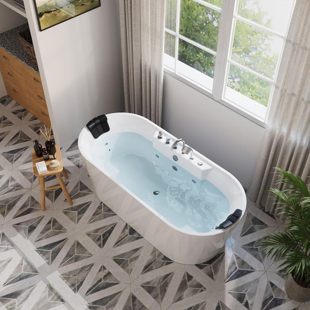67'' x 28.7'' Freestanding Whirlpool Plastic / Acrylic Bathtub with Faucet