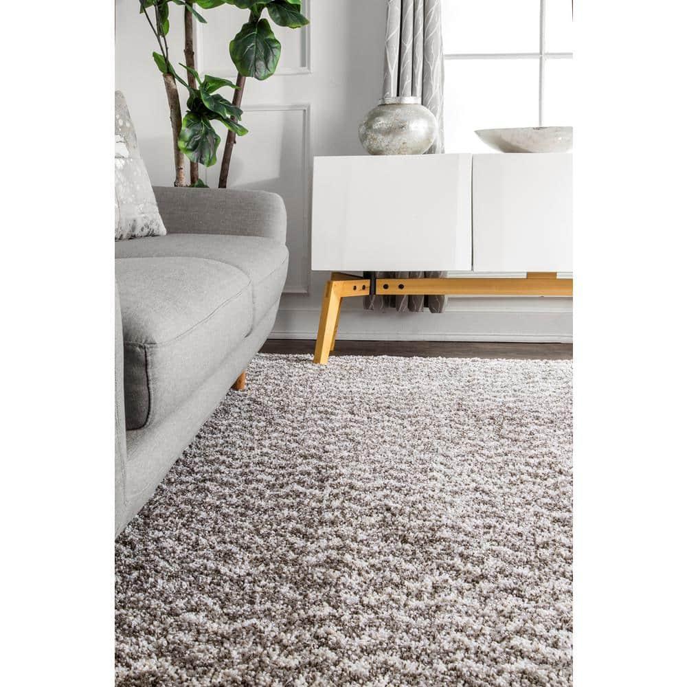 Nuloom Cuellar Striped 7x9 Shag Indoor Area Rug for Living Room Bedroom Dining Room Nursery, Dark Grey/Ivory