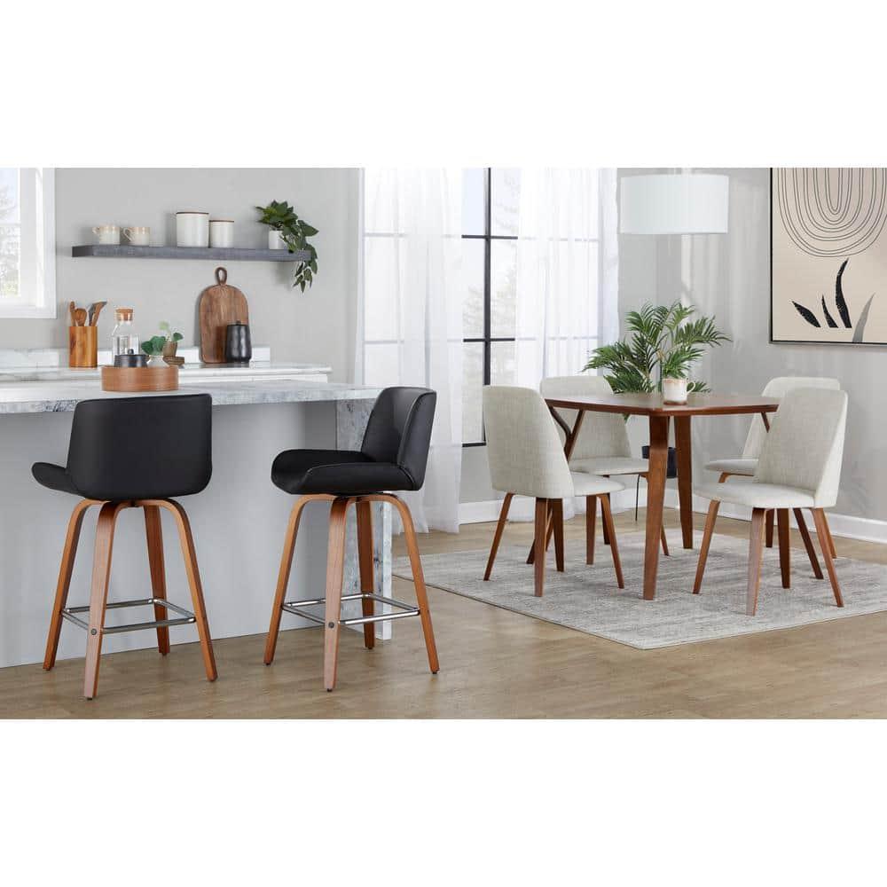 Set of 2 Toriano Dining Chairs Walnut/Beige: LumiSource, Upholstered, Mid-Century Modern, Wood Legs