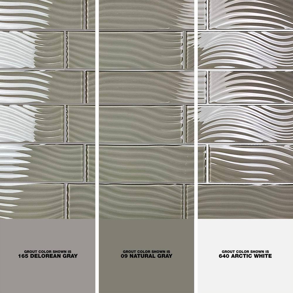 Abolos Pacific 4 in. x 12 in. Textured Glass Straight Edge Subway Decorative Kitchen & Bathroom Wall Tile