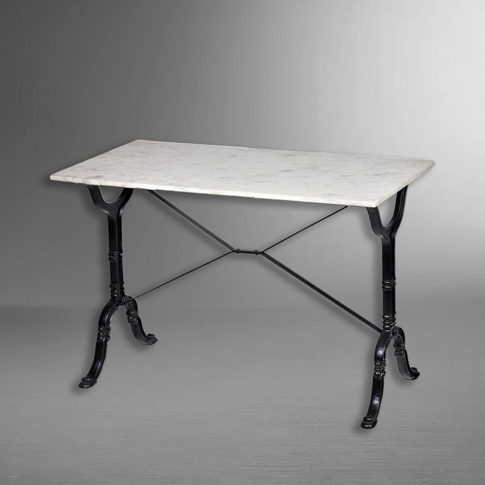 Carolina Living Draven Marble Top Bar Table White/Black: Iron Frame, 36" High Counter Table
