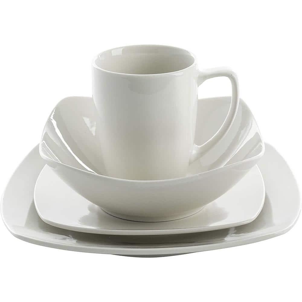 Gibson 102539.16RM Porcelain Zen Buffet 16pc Dinnerware Set, White (2 Pack)