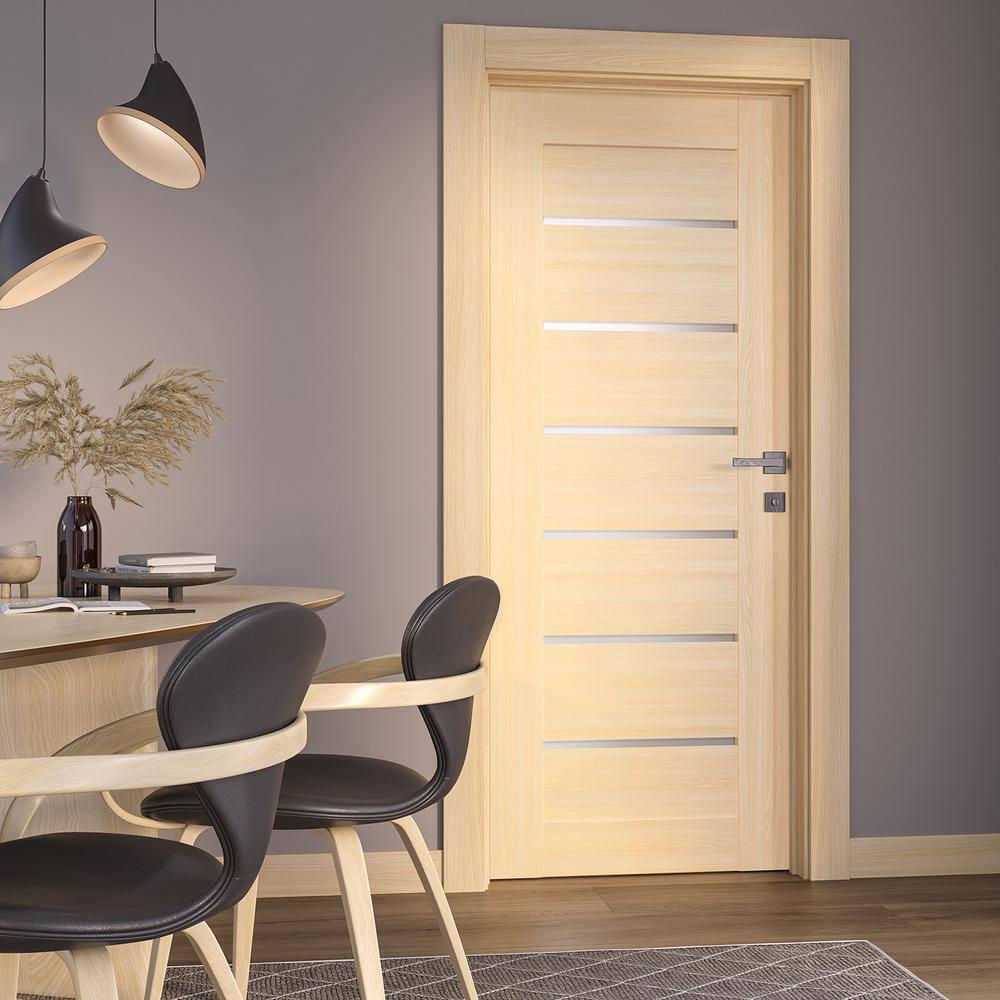 Belldinni Avon 07-02 Paneled Manufactured Wood and Frosted Glass Interior Door Slab