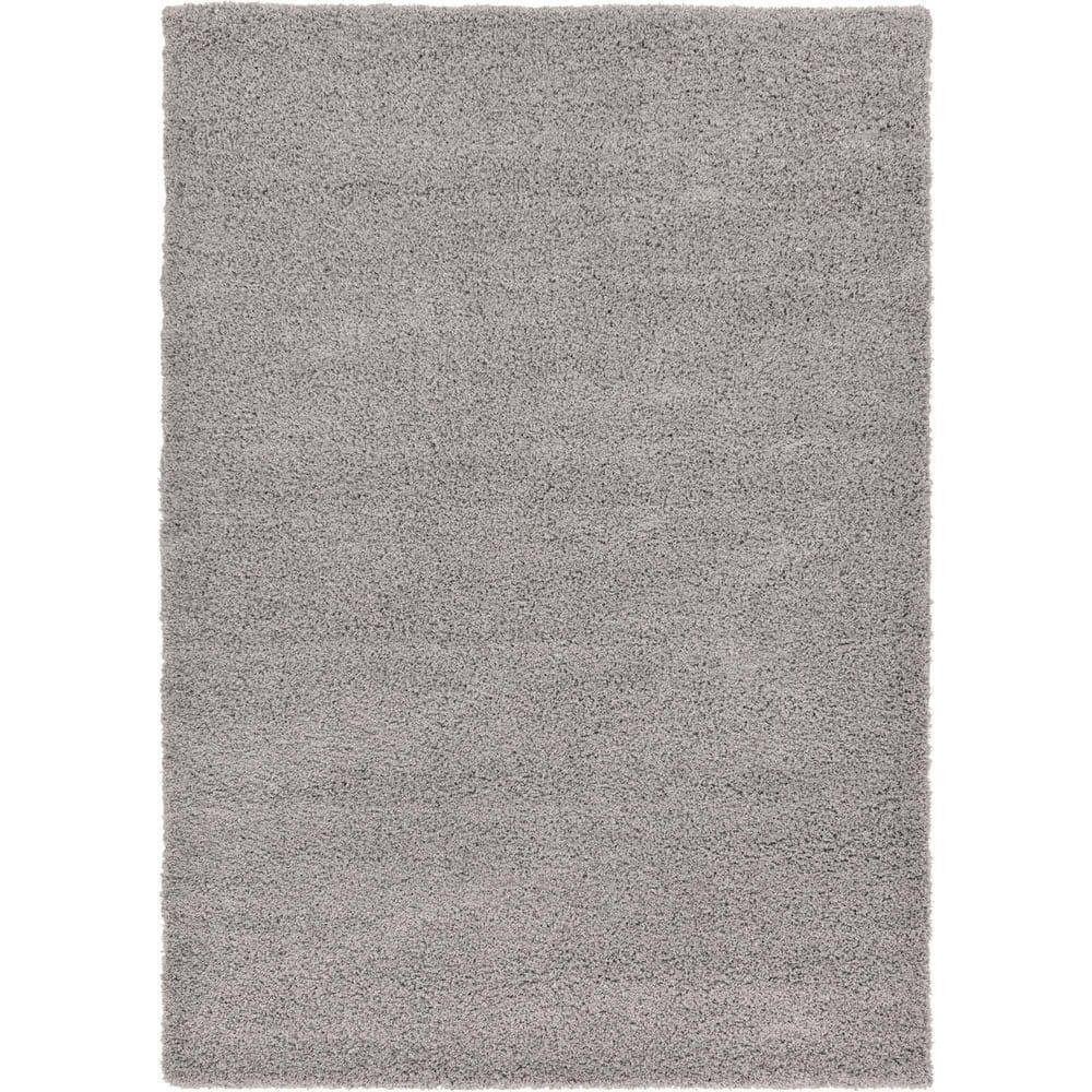 Unique Loom Solid Shag Collection Area Rug (7' 1" x 10' Rectangle Cloud Gray)