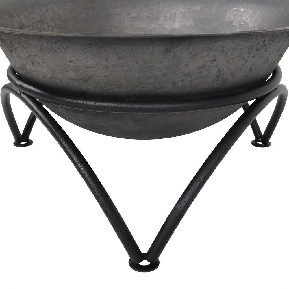SunnyDaze Decor 23.5" Round Wood-Burning Dark Gray Finish Cast Iron Fire Pit Bowl and Stand