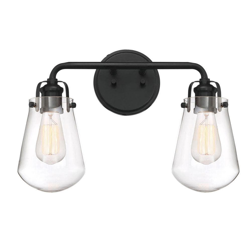 Elliott Vintage Matte Black 2-Light Bath Vanity Wall Sconce