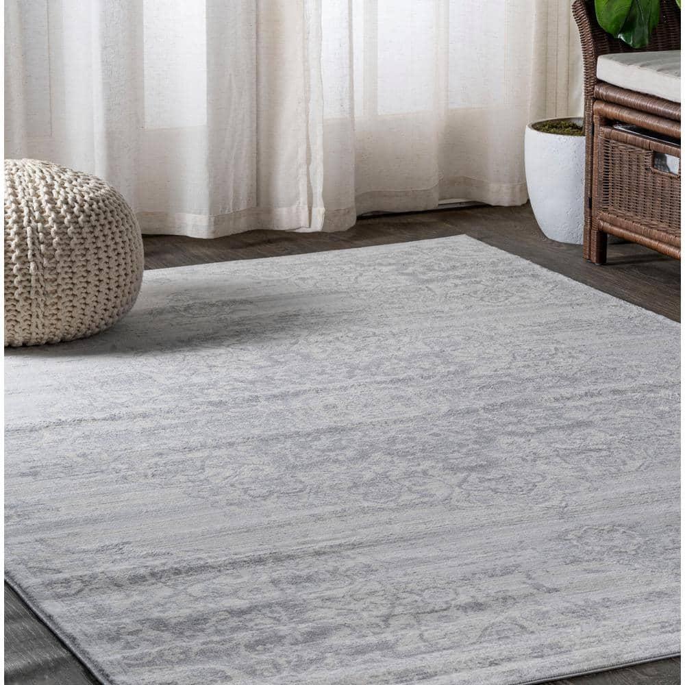 8' X 10' Modern Persian Vintage Moroccan Medallion Area Rug, Light Gray - JONATHAN Y