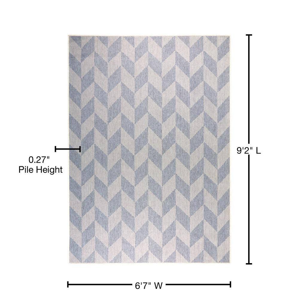 Nicole Miller New York Patio Country Calla Herringbone Indoor/Outdoor Area Rug, Blue/Grey