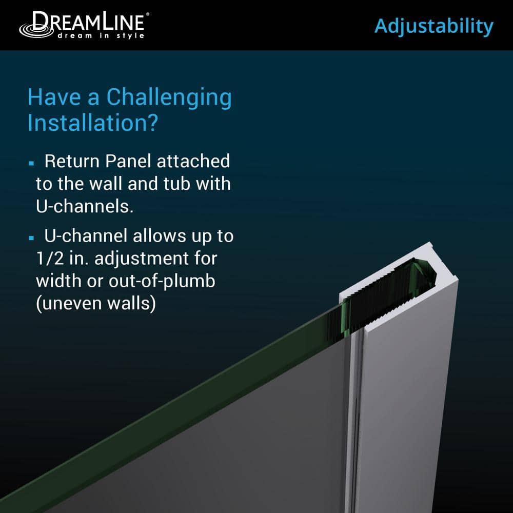 Aqua Uno 56" W x 58" H Hinged Semi-Frameless Tub Door