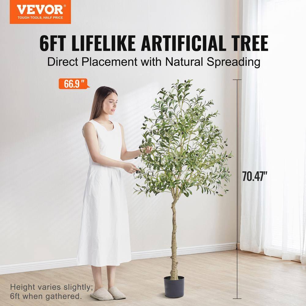 6 ft. Artificial Olive Tree Secure PE Material and Anti-Tip Tilt Protection Low-Maintenance Plant