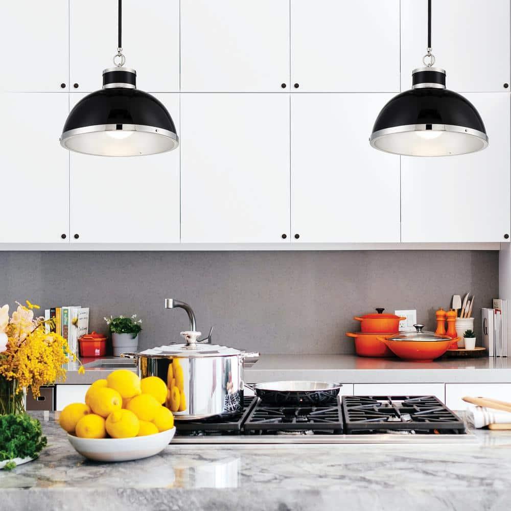 Savoy House Corning 1 - Light Pendant in  Black/Polished Nickel