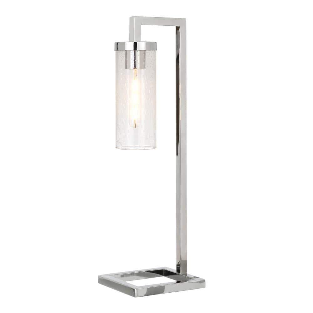 Evelyn&Zoe Modern Metal Table Lamp with Seeded Glass Shade