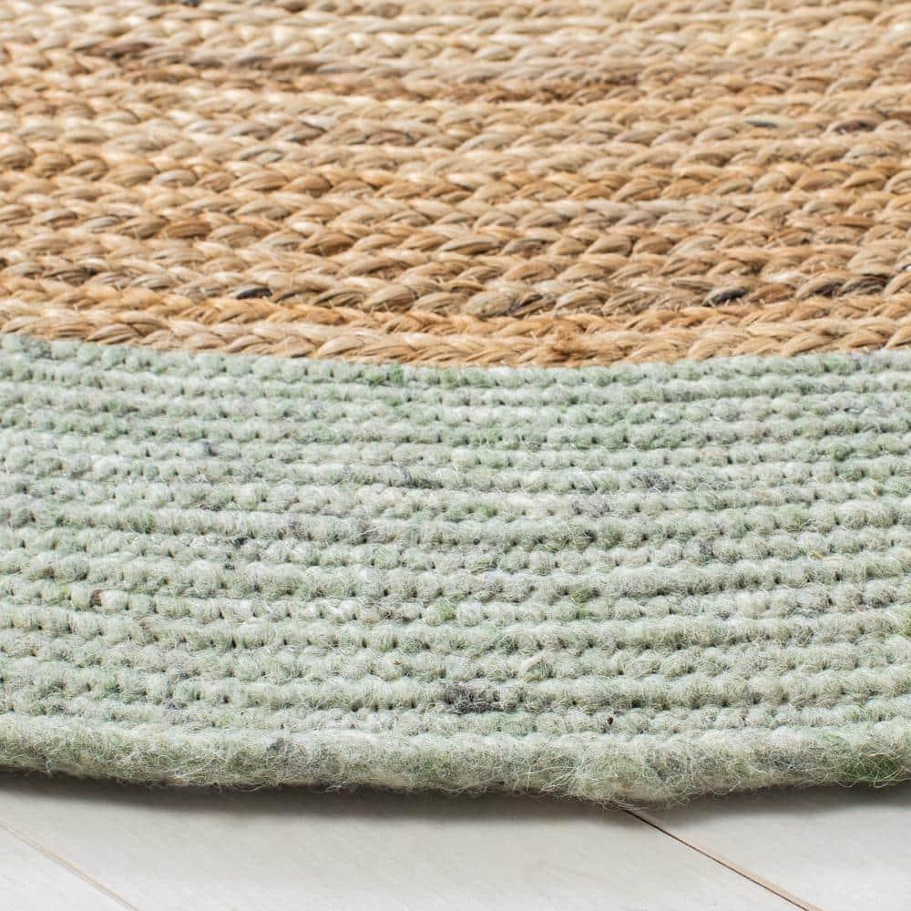 SAFAVIEH Braided Carina Bordered Reversible Area Rug, Sage/Gold, 6' x 6' Round