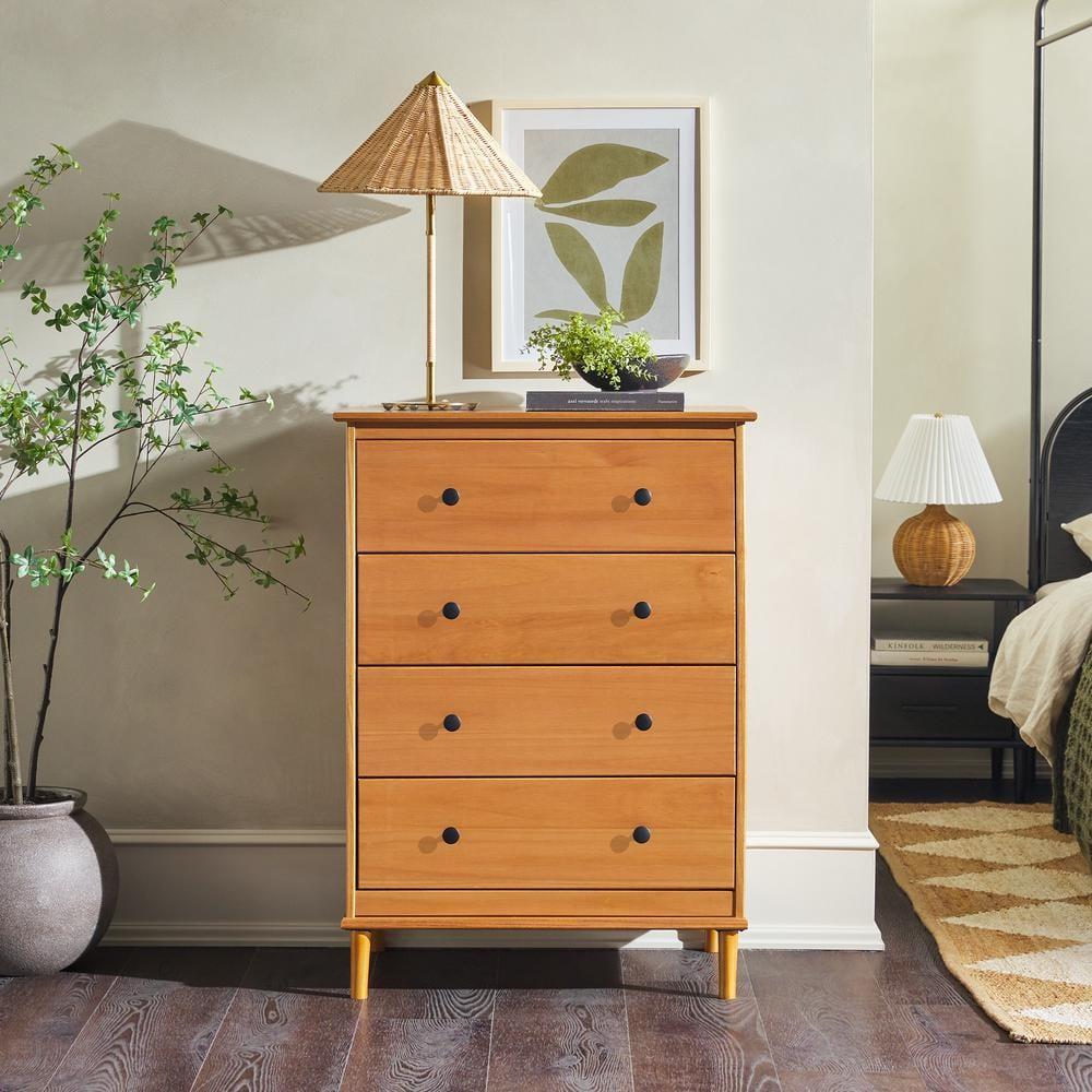 4-Drawer Solid Wood Caramel Dresser