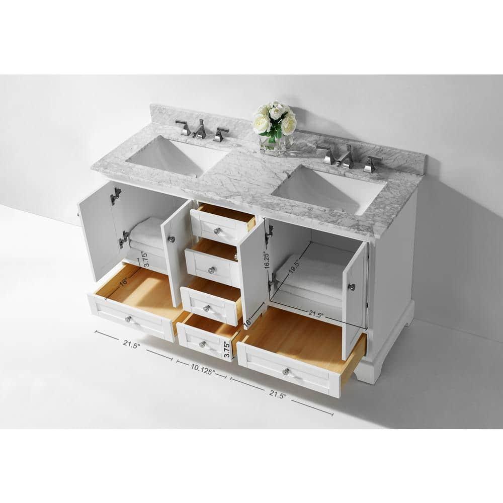 Ancerre Designs Audrey 60" Wood Bathroom Vanity Set in White