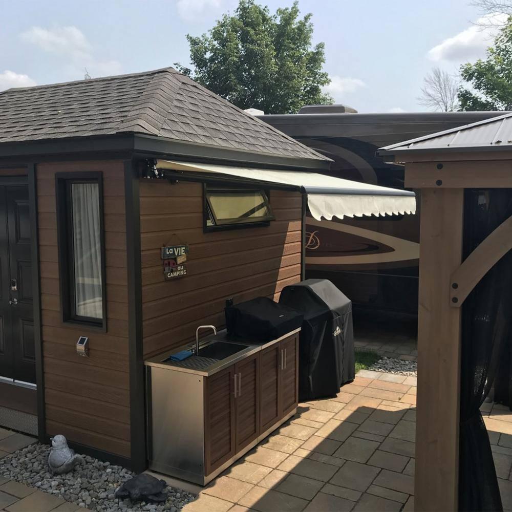 Retractable Home Patio Awning | Deck Canopy |UV Protection Sunshade | Manual Black Frame | Upgraded 2024