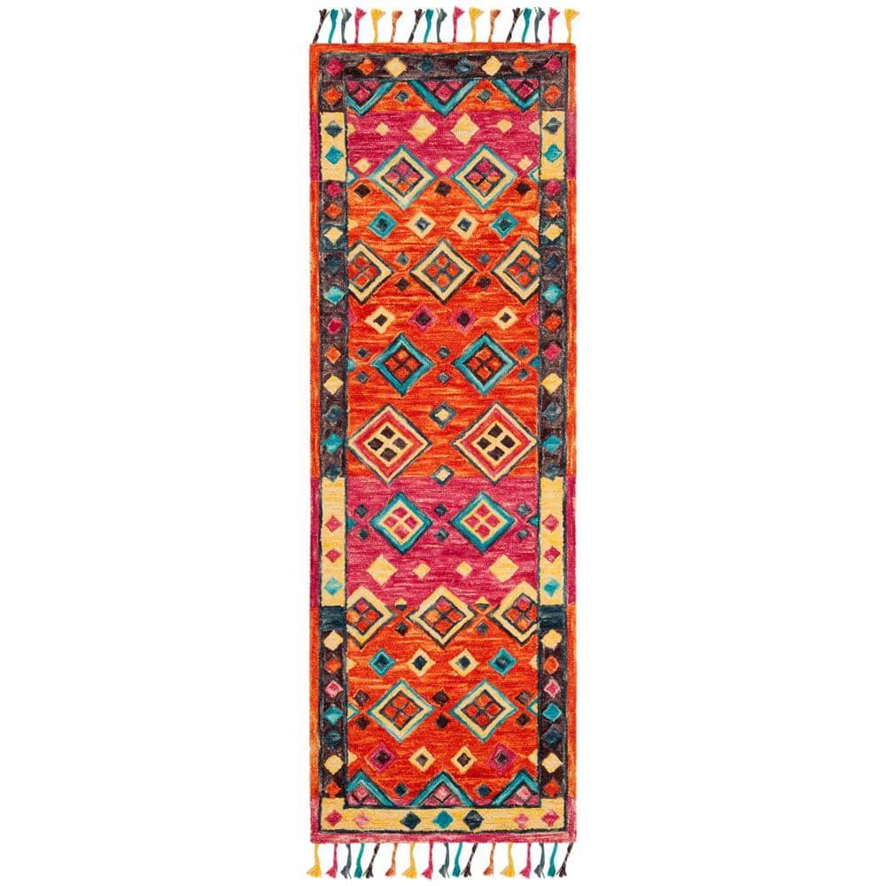 Aspen APN138 Hand Tufted Runner Rug - Orange/Fuchsia - 2'3"x13' - Safavieh.