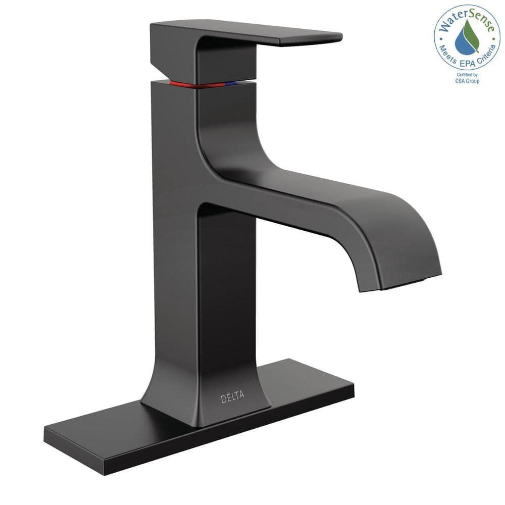 Velum Single Hole Curved Bathroom Faucet with Drain Assembly, Single Handle Bathroom Sink Faucet
