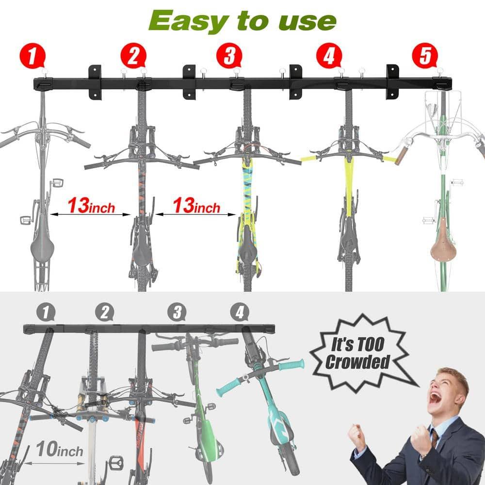 Sttoraboks Bike Storage Rack, Garage Wall Mount Hanger Holds 5 Bikes