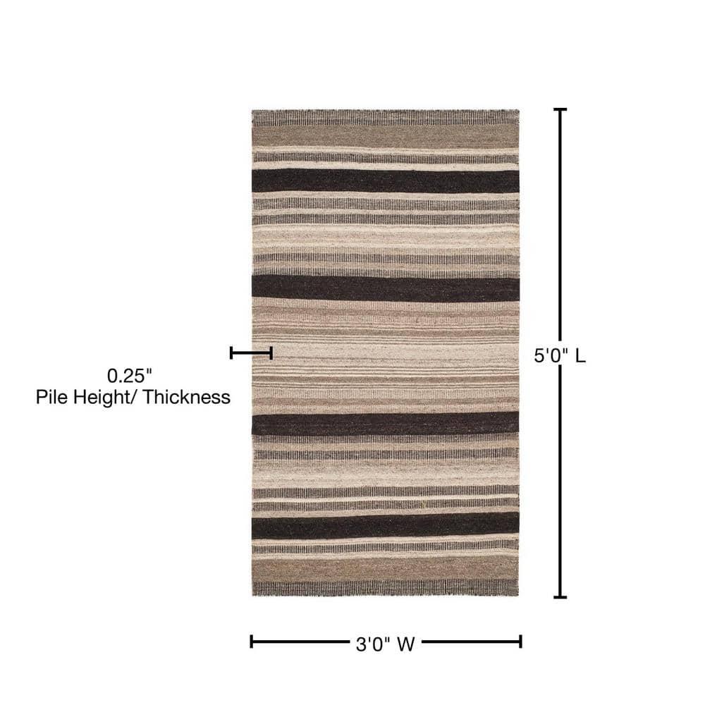 Dhurries DHU628 Hand Woven Area Rug - Natural/Black - 3'x5' - Safavieh.