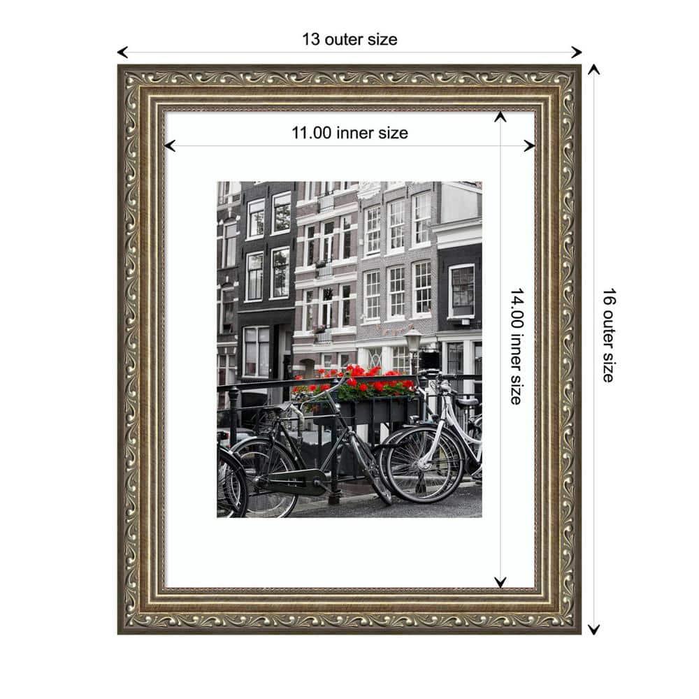 Amanti Art Parisian Silver Wood Picture Frame Opening Size 11x14 in. (Matted To 8x10 in.)