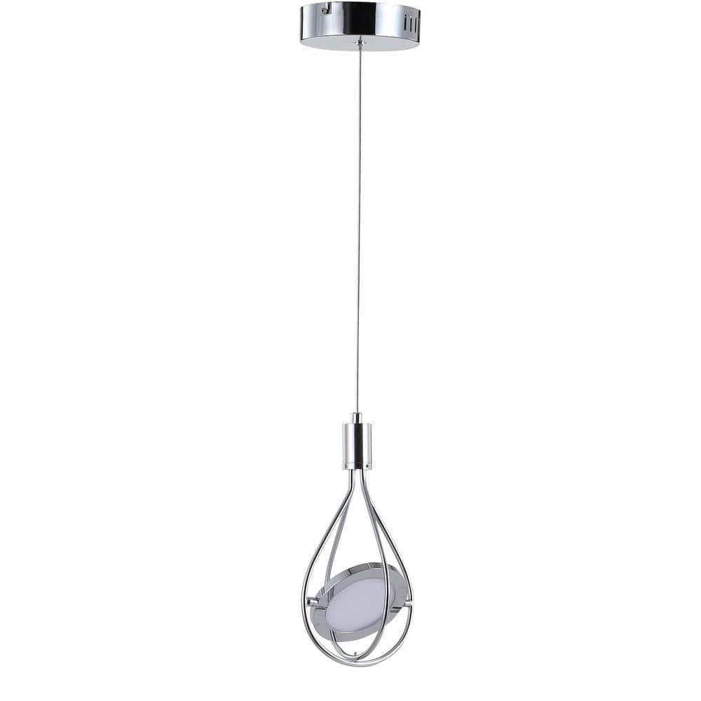 Orion 5.5" Adjustable Modern Integrated 1-Light Cluster LED Metal Pendant, Chrome