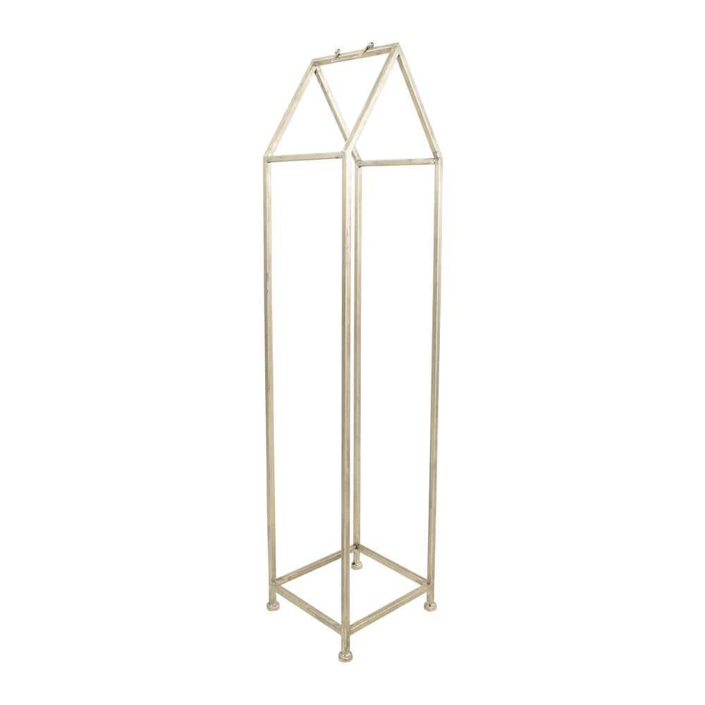 Storied Home Metal House Shaped Fire Wood Holder with Handle, Nickel