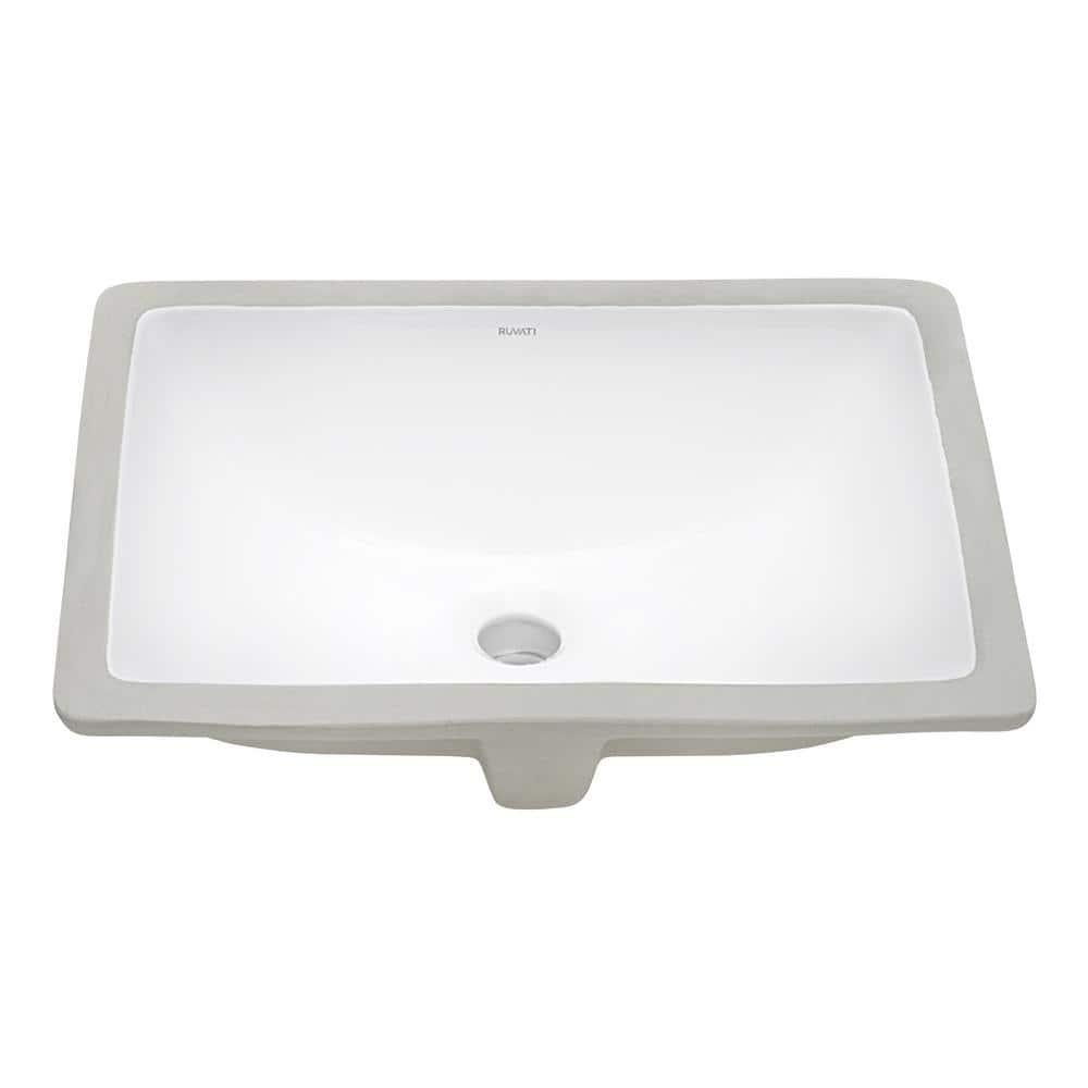 Ruvati 17 x 12 inch Undermount Bathroom Sink White Rectangular Porcelain Ceramic with Overflow