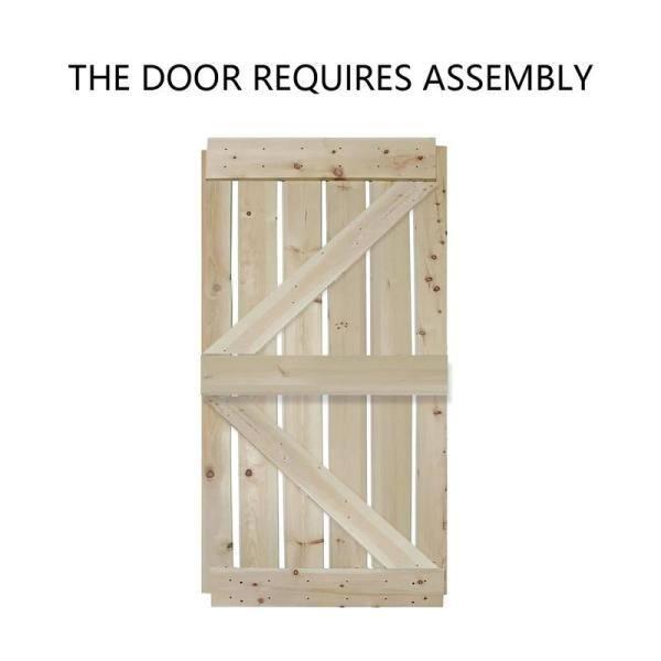 Calhome 84'' Solid Wood Paneled Painted without Installation Hardware Kit Barn Door