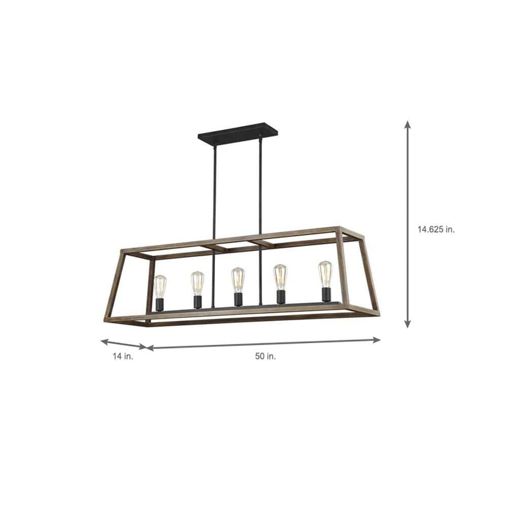 Buford Iron & Wood Linear Chandelier (50")