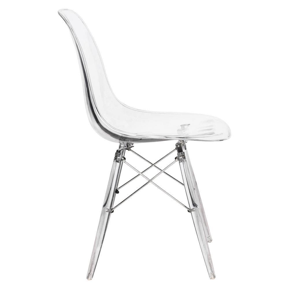 LeisureMod Dover Modern Dining Chair with Acrylic Base (Clear)