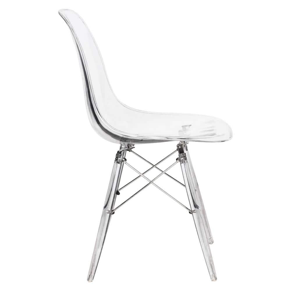 LeisureMod Dover Modern Dining Chair with Acrylic Base (Clear)