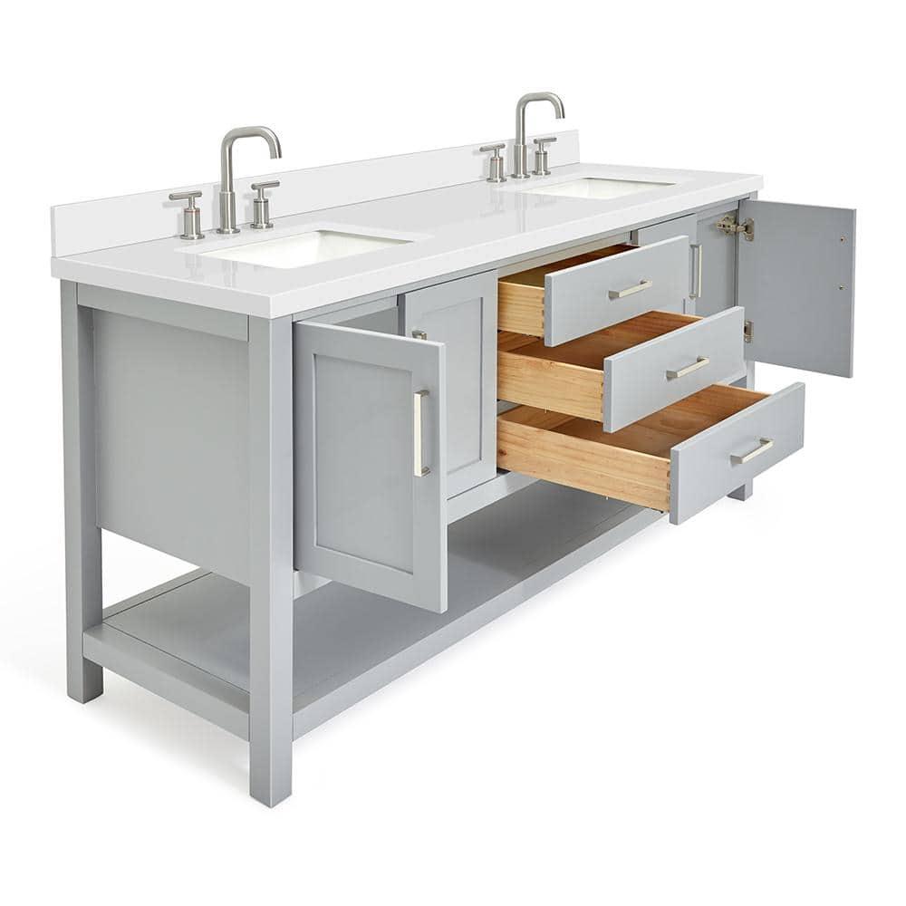 Ariel S073dwqrvo Magnolia 72" Free Standing Double Basin Vanity Set - Grey / Pure White