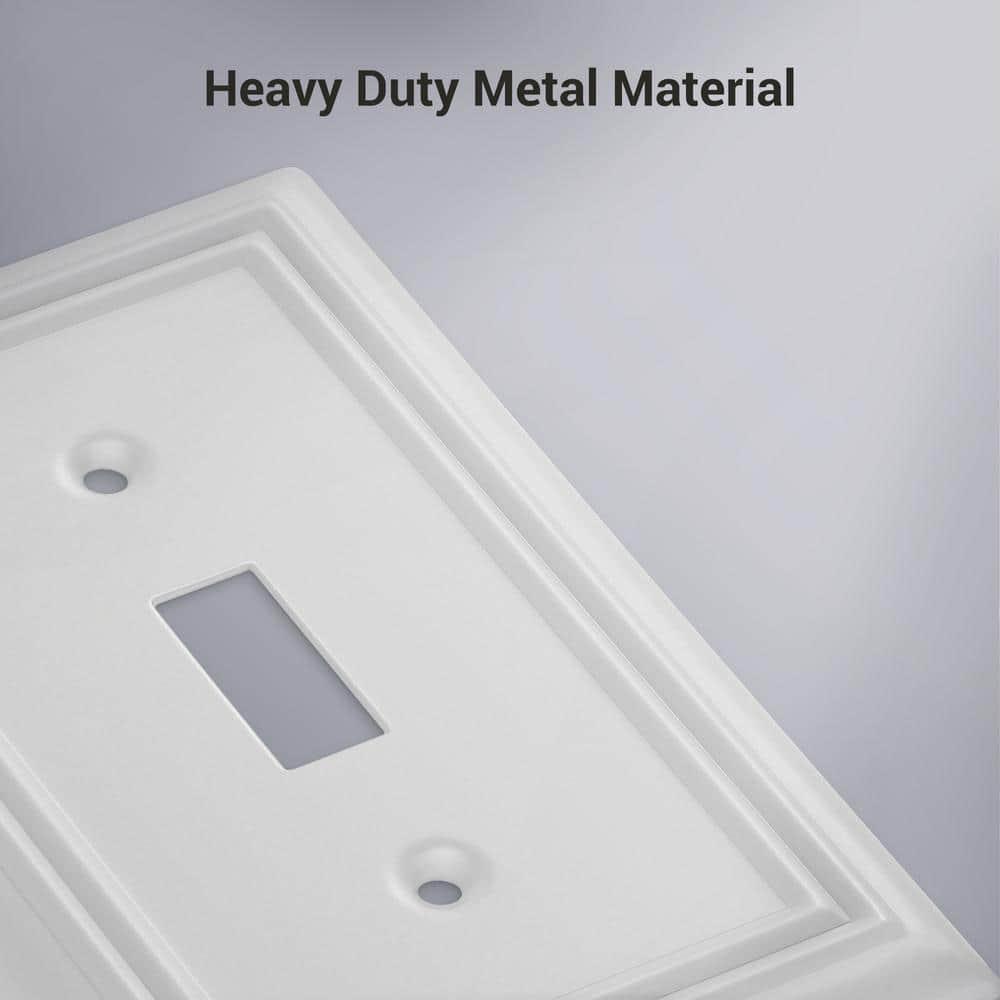 Modern Decorative Wall Plate Switch Plate Outlet Cover, Vintage Retro Wood Grain Design(Single Toggle-4 Pack, White)